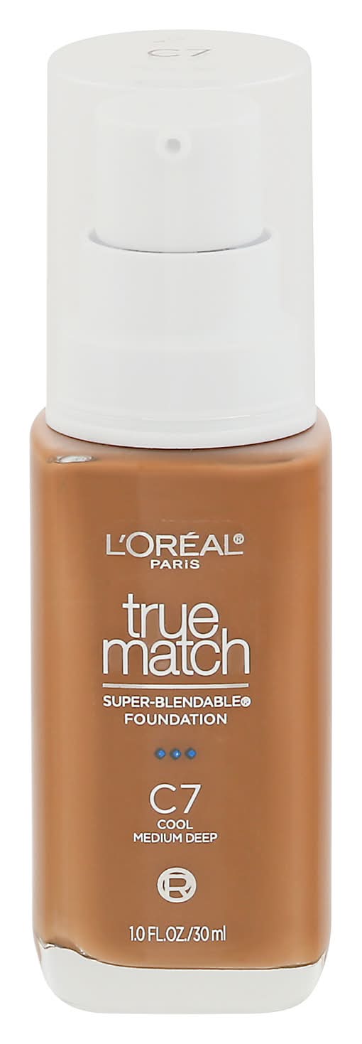 L'Oréal True Match Super Blendable Foundation With C7 Medium Deep, C7, Cool Medium Deep (1 fl oz)