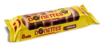 Clásicos bollitos dulces cubiertos con chocolate · Donettes (8 un)