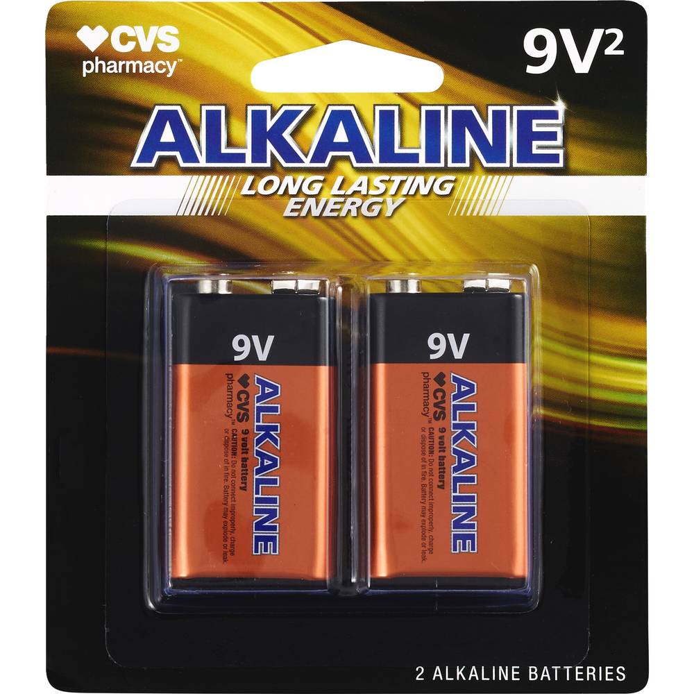 Cvs Alkaline Batteries 9V, 2Ct