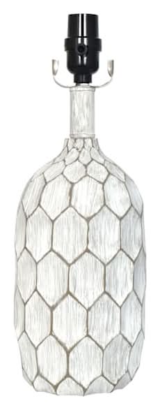 White Distressed Honeycomb Lamp Base, 15"
