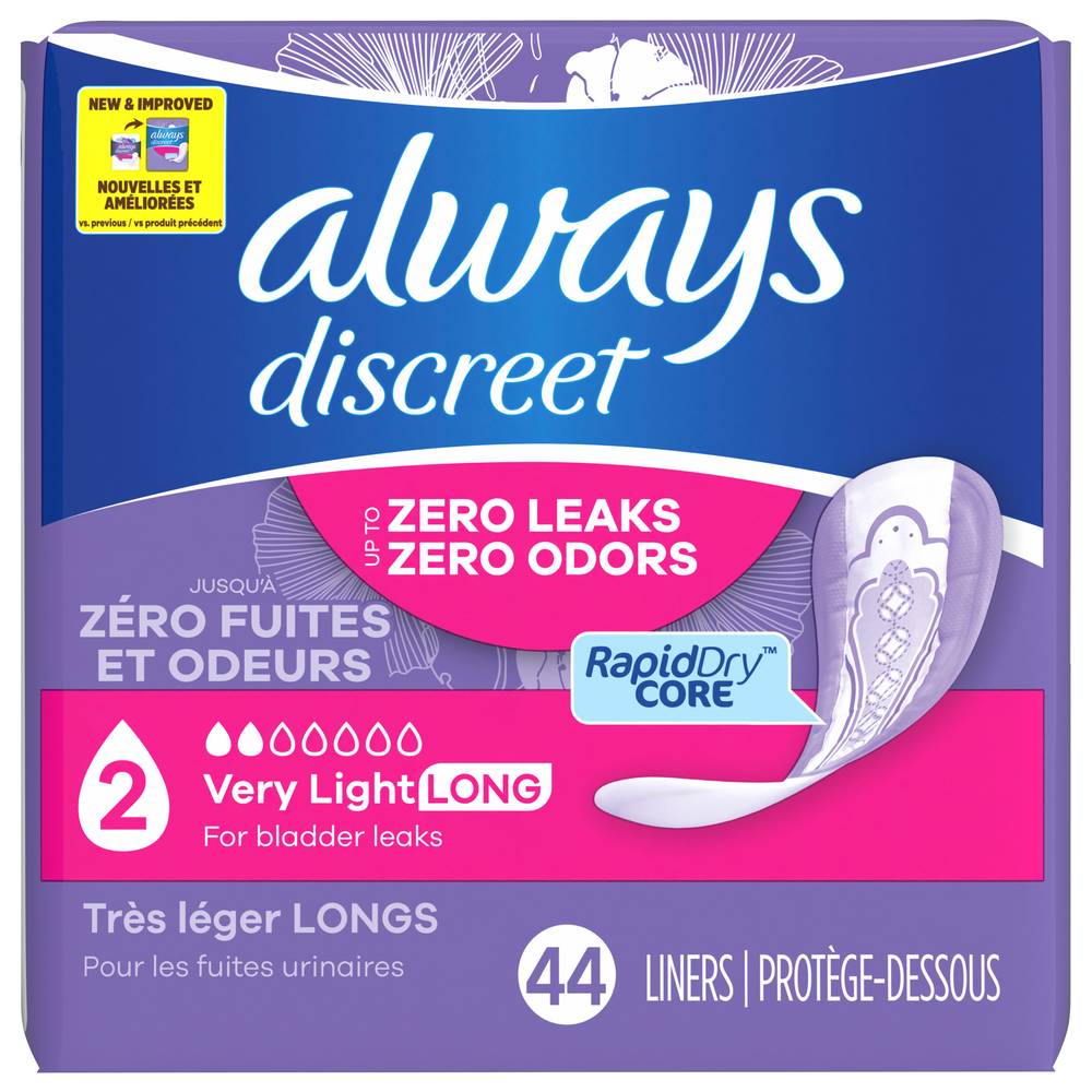 Always Discreet Very Light Long Lightly Scented Liners (9.6 oz)