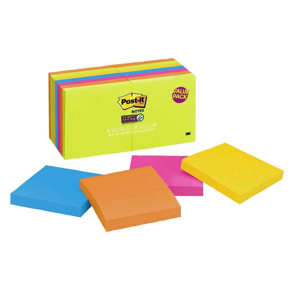 3M Post-It Super Sticky Rio De Janeiro Collection, 14-Pack