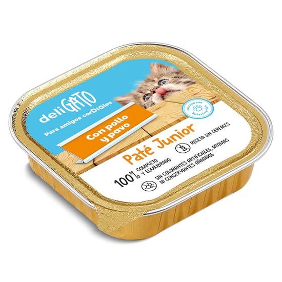 Paté para Gato Junior con Pollo y Pavo Deligato Tarrina (100 g)