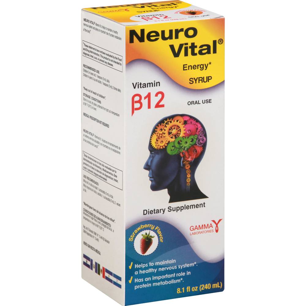 Neuro Vital Vitamin B12 Energy Strawberry Syrup (8.5 oz)