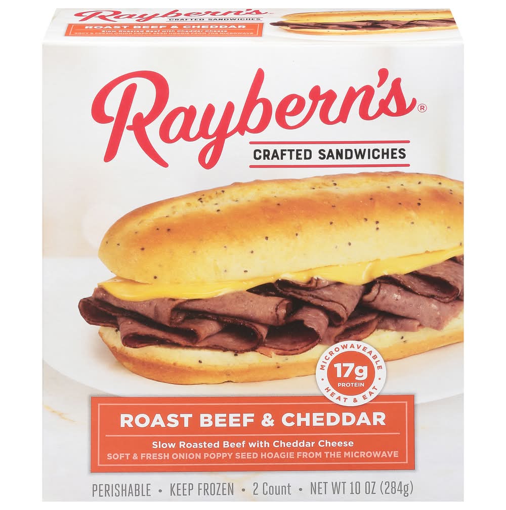 Raybern's Crafted Sandwiches, Roast Beef-Cheddar (10 oz, 2 ct)