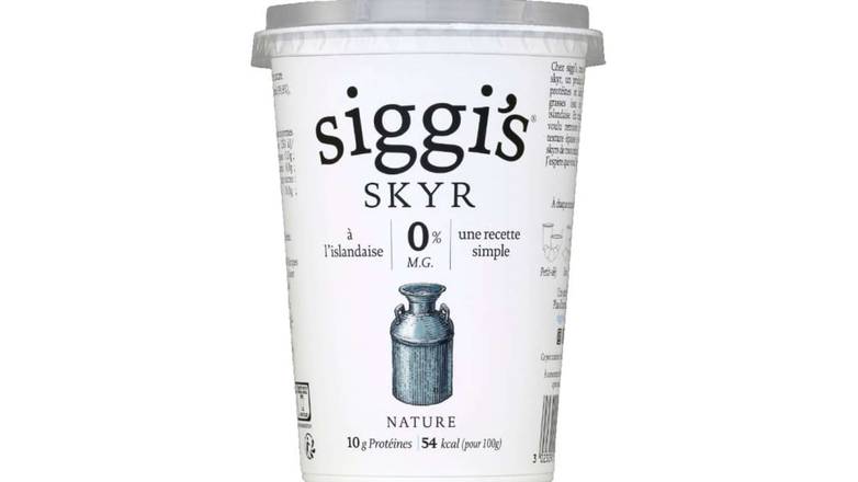 Siggi's - Skyr yaourt à l'islandaise nature 0% mg