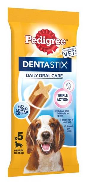 Pedigree Medium, Dentastix Fresh Daily Dental Chews Dog Treat Sticks (5 pack)