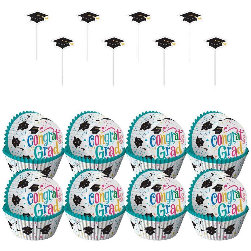 Follow Your Dreams Graduation Paper Plastic Cupcake Decorating Kit for 24