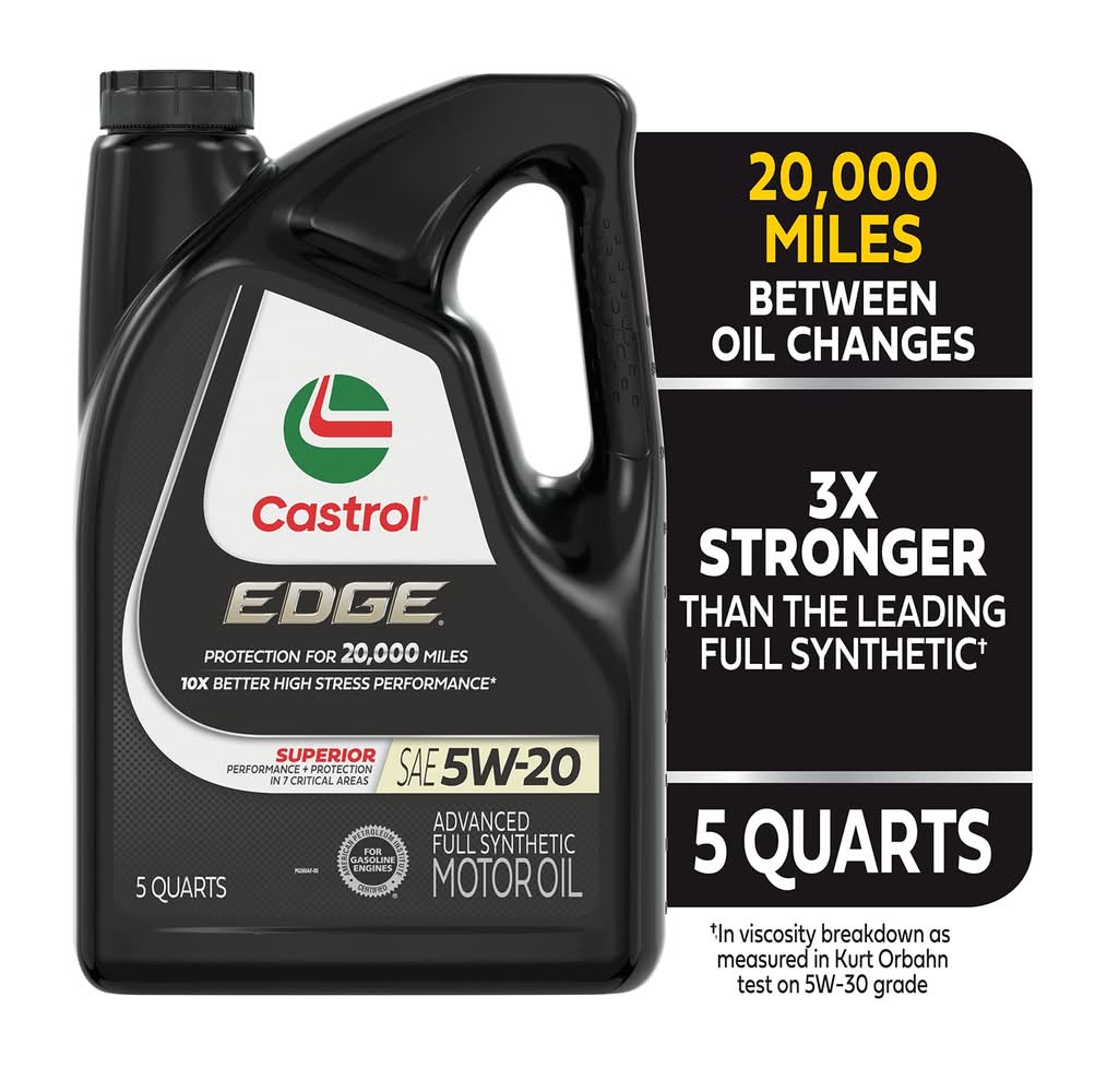 CASTROL EDGE 5W-20 Advanced Full Synthetic Motor Oil, 5 Quarts