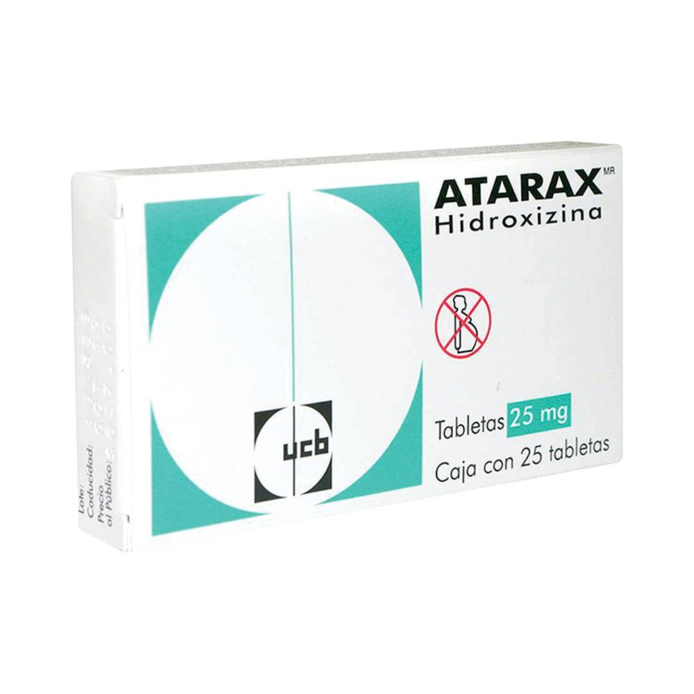 U.c.b. atarax hidroxizina tabletas 25 mg (25 piezas)