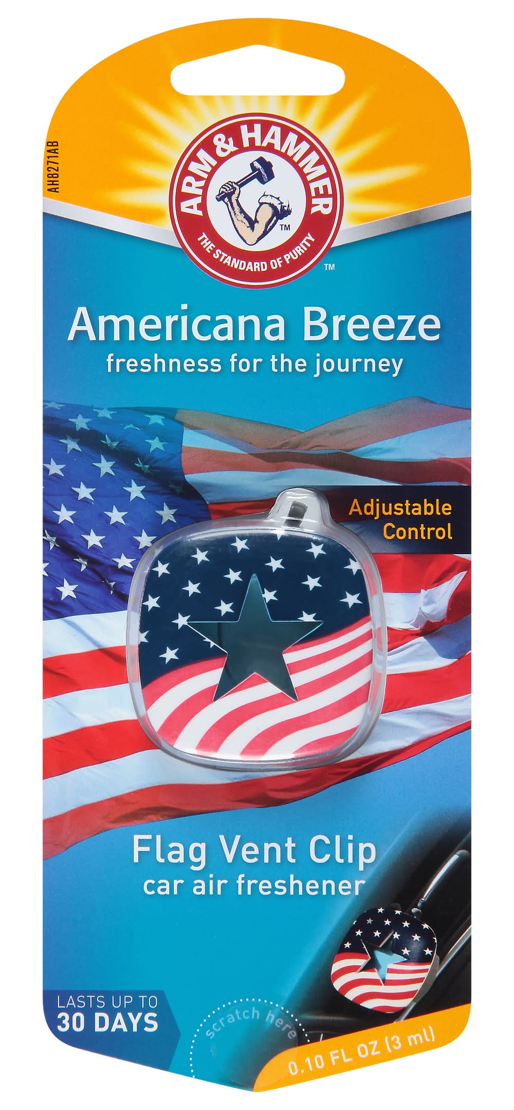 Arm & Hammer Flag Vent Clip Americana Breeze Car Air Freshener (0.1 fl oz)