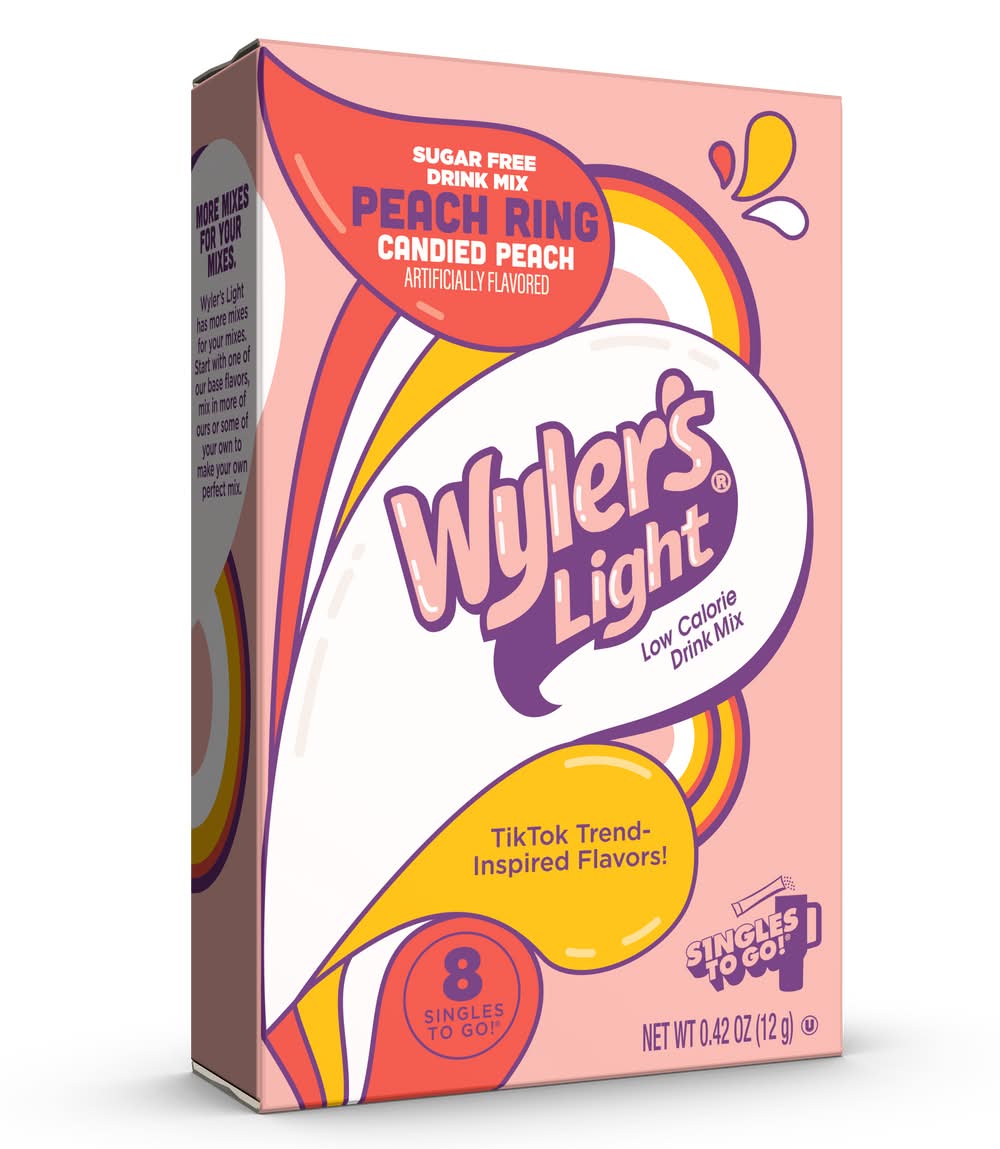 Wyler's Light Low Calorie Drink Mix, Peach Ring (0.42 oz, 8 ct)