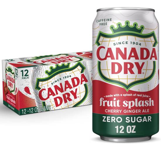 Canada Dry Ale Zero Sugar Soda (12 pack, 12 fl oz) (fruit splash cherry-ginger)