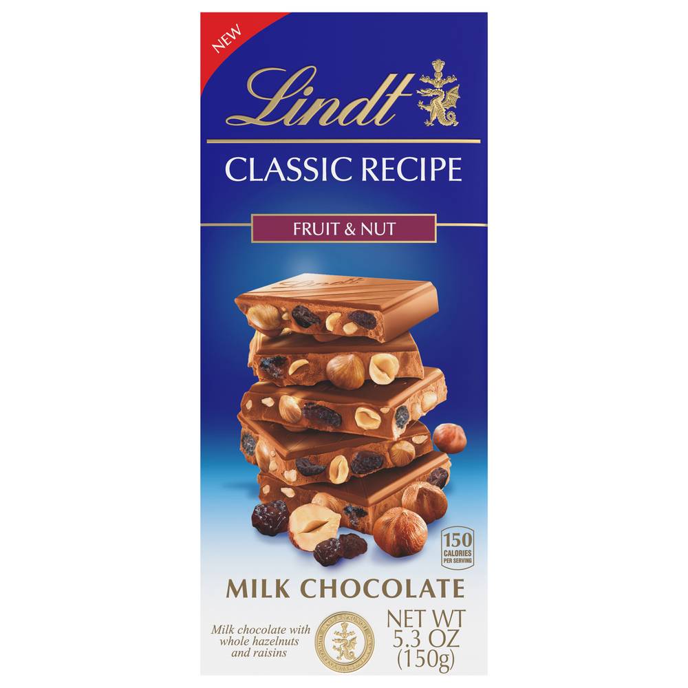 Lindt Classic Recipe Whole Milk Chocolate Candy Bar, Fruit-Nut (5.3 oz)