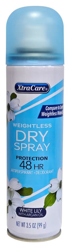 XtraCare Weightless Antiperspirant Deodorant Dry Spray, White Lily (3.5 oz)