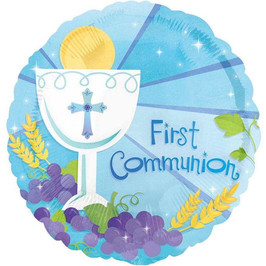 Uninflated First Communion Balloon - Boy's Blessings, 17in