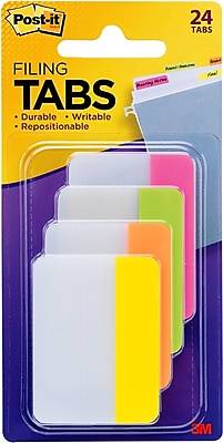 Post-It Notes Durable Filing Tabs, 2" X 1-1/2", Assorted Colors, 6 Flags Per Pad (24 ct)