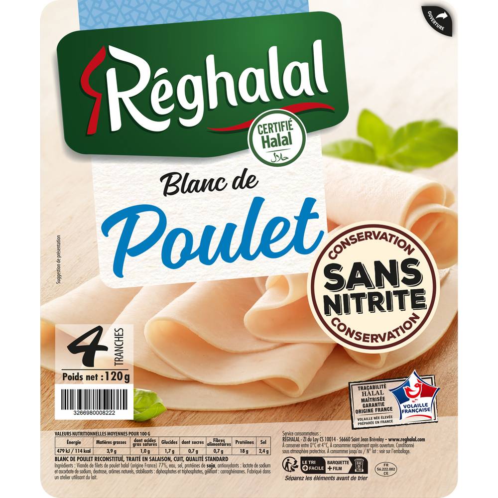 Réghalal - Blanc de poulet sans nitrite (120g)