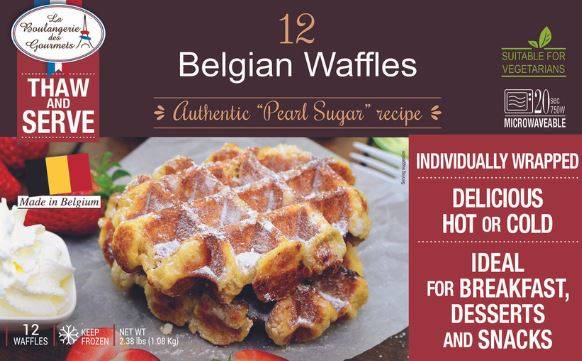 Frozen La Boulangerie des Gourmets - Belgian Waffles, Authentic "Pearl Sugar" recipe - 12 Ct