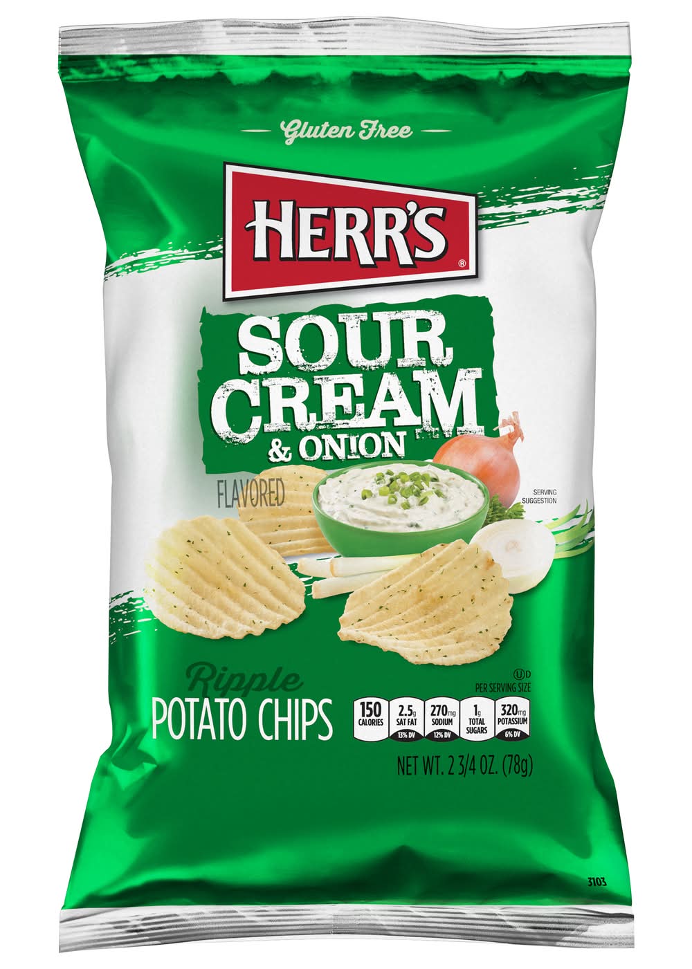 Herr's Gluten Free Potato Chips, Sour Cream & Onion (2.75 oz)