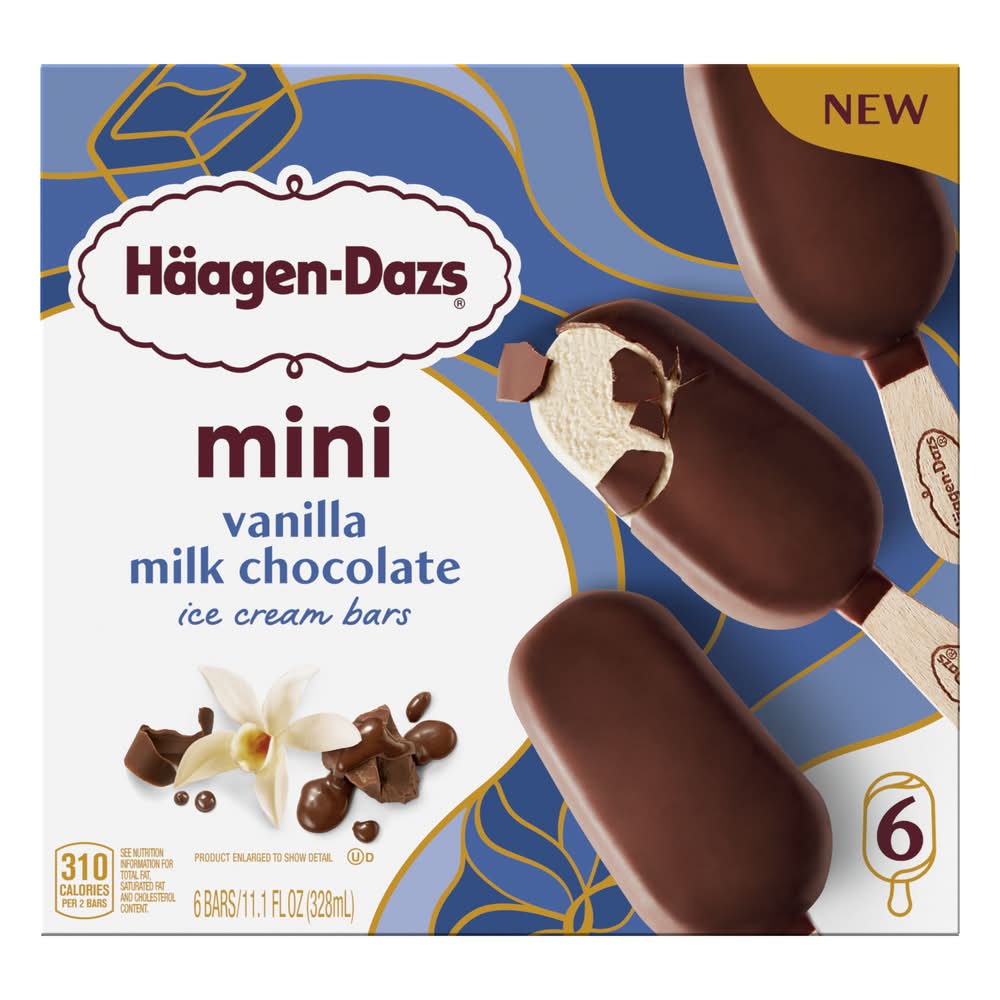 Häagen-Dazs Ice Cream Bars, Vanilla Milk Chocolate (11.1 fl oz, 6 ct)