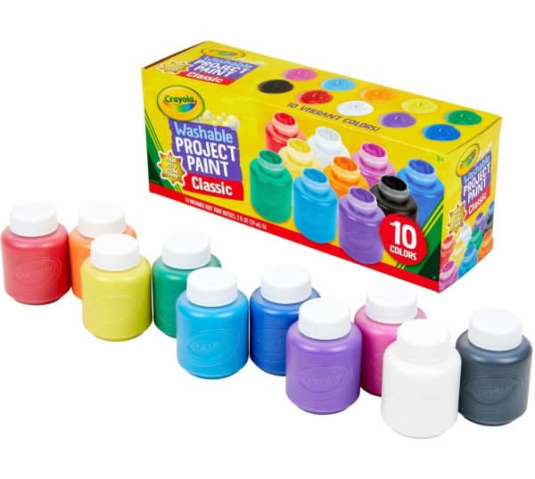 Crayola® Washable Kids' Paint Set, 2 Fl Oz, Assorted Colors, Set Of 10 Paint Bottles