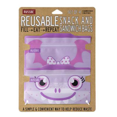 Purple Monster - Set Of 4 Snk/Sndwch Bags Russbe - 0.1525 Lb