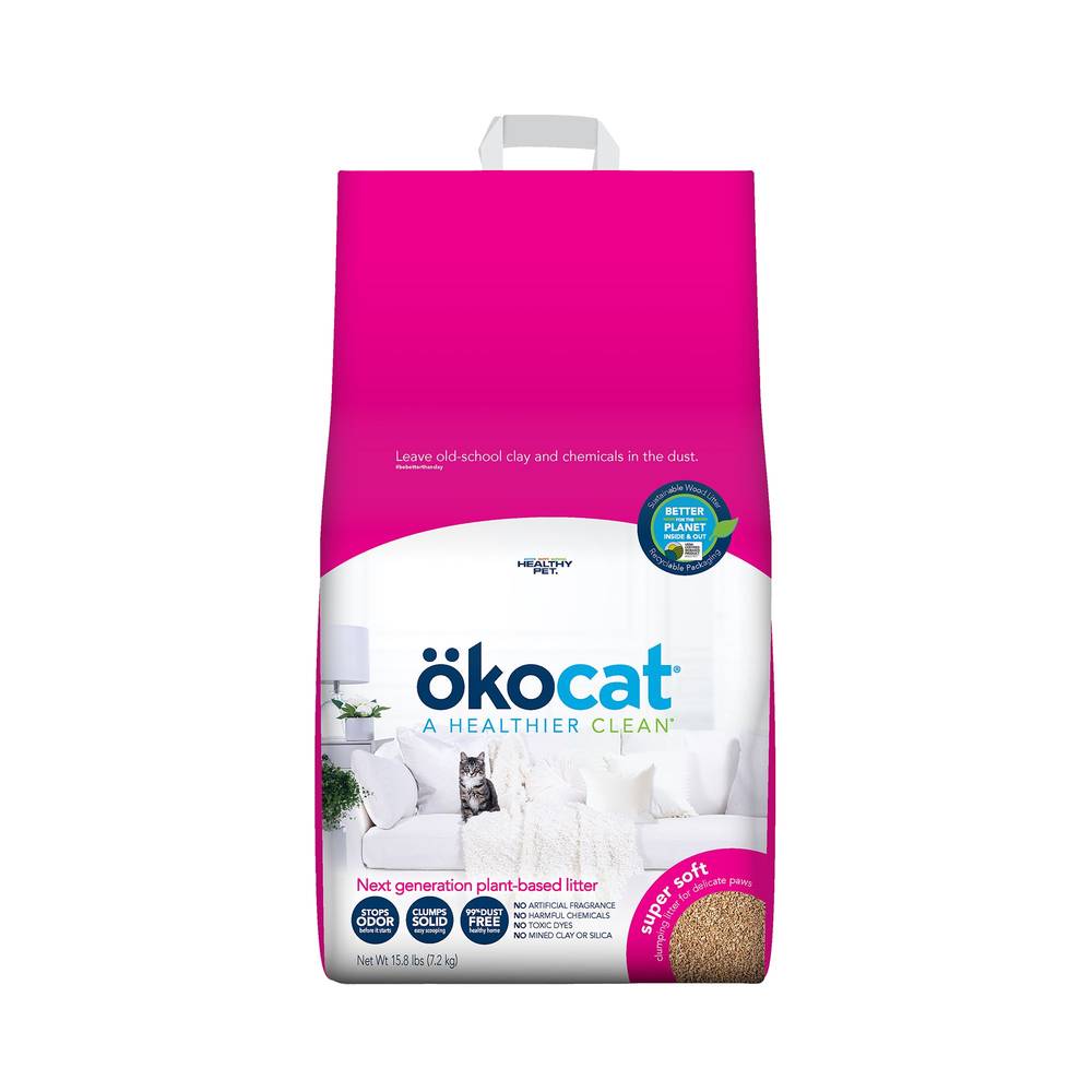 Okocat® Super Soft Clumping Wood Cat Litter - Low Dust, Natural (Size: 15.8 Lb)