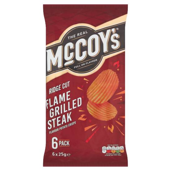 McCoy's Flame Grilled Steak, Ridge Cut Potato Crisps (6 pack)