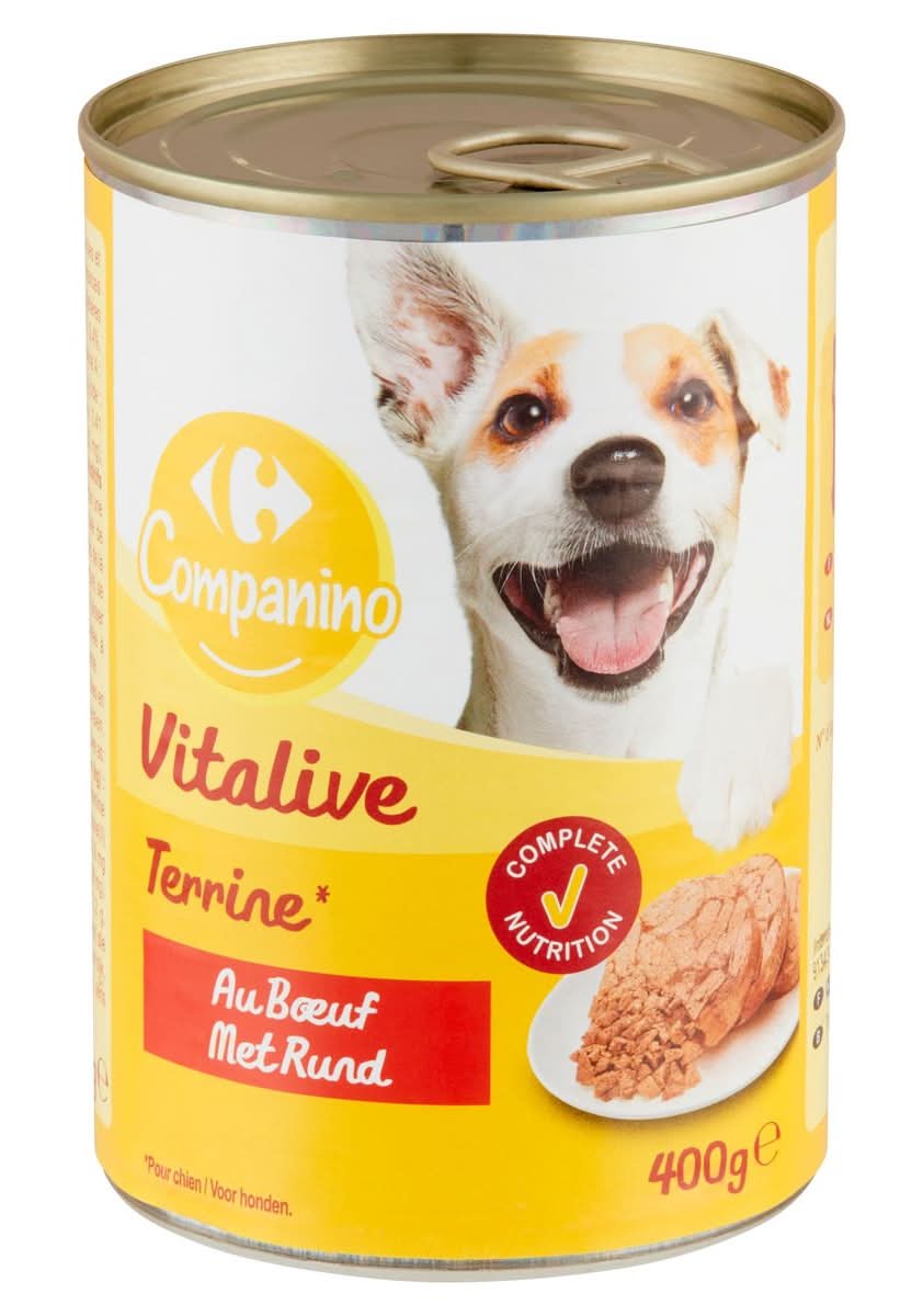 Carrefour Companino voor Honden Vitalive Terrine met Rund 400 g