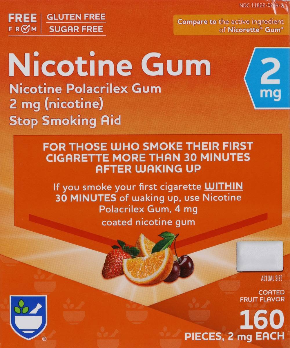 Rite Aid Nicotine Polacrilex Gum 2mg, Fruit (160 ct)