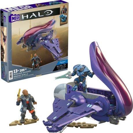 Mega Halo Renegade Banshee Vehicle Building Kit With 2 Micro Action Figures (205 Pieces)