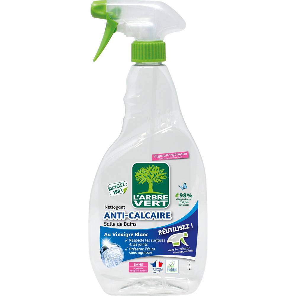 L'Arbre Vert - Spray anti calcaire salle de bains hypoallergénique (740ml)