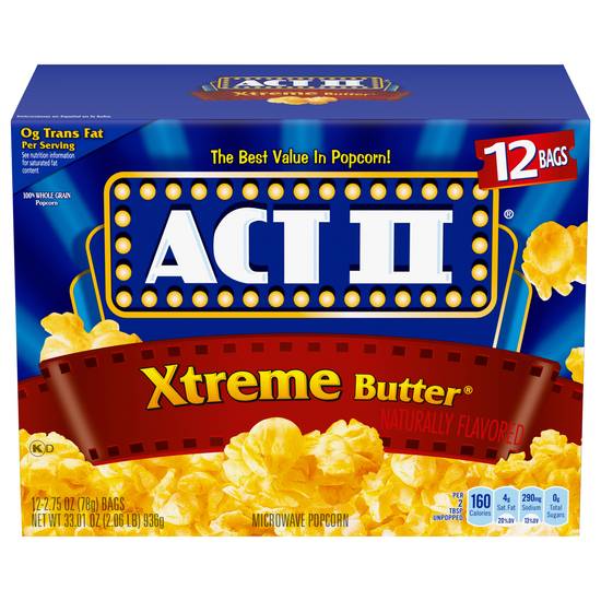 Act Ii Xtreme Butter Microwave Popcorn (12 ct)