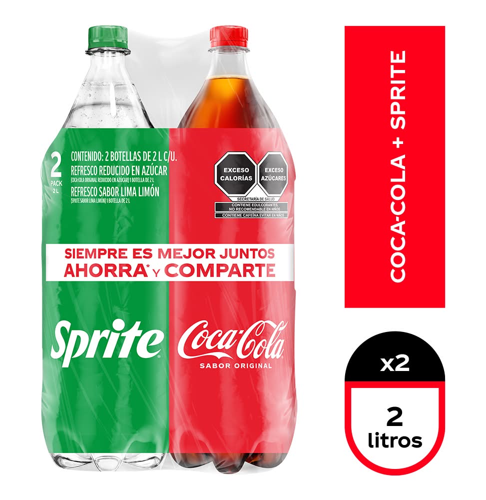 Coca-Cola · Refresco original + sprite, lima-limón (2 x 2 L)