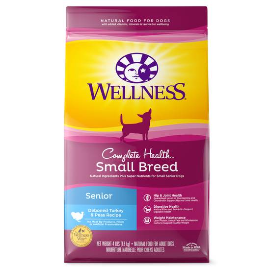 Wellness Complete Health Natural Dry Small Breed Senior Dog Food (turkey-peas)