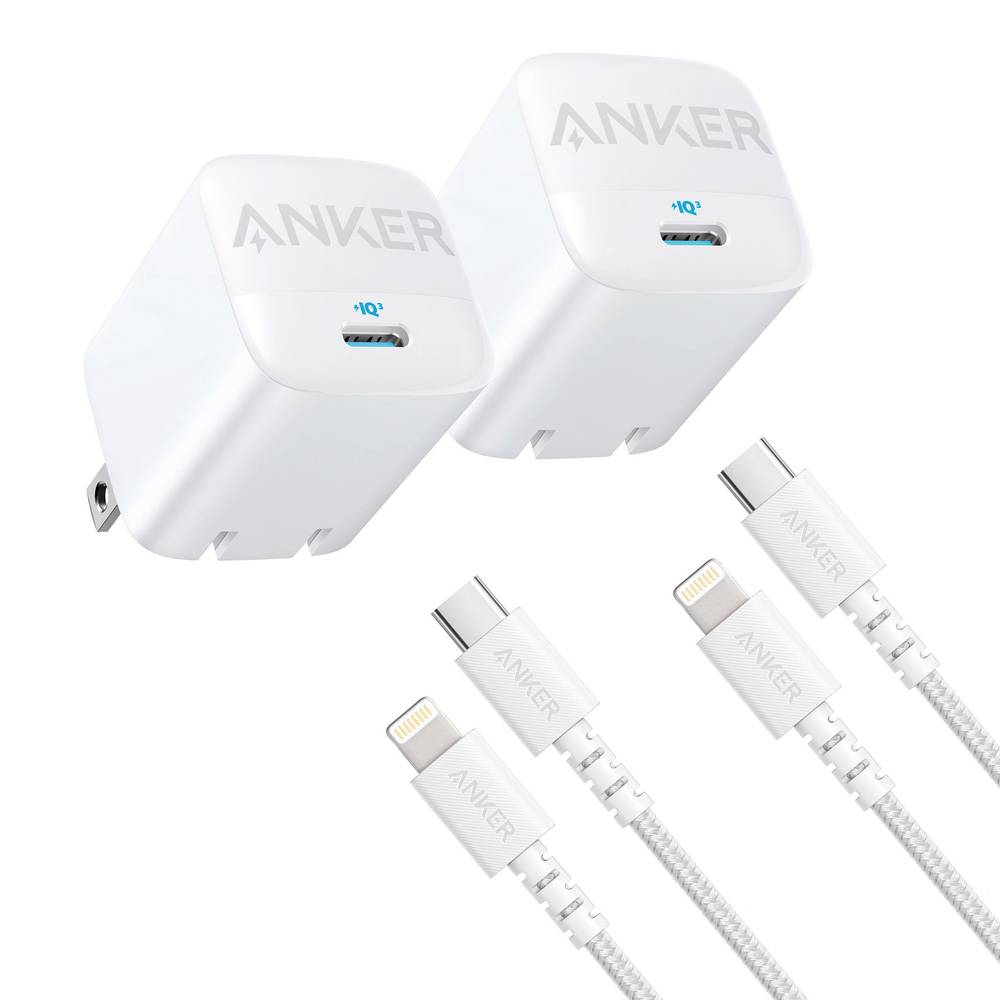 Anker - Chargeur De 30 Watts Avec Câble Usb-C Vers Lightning, Paquet De 2