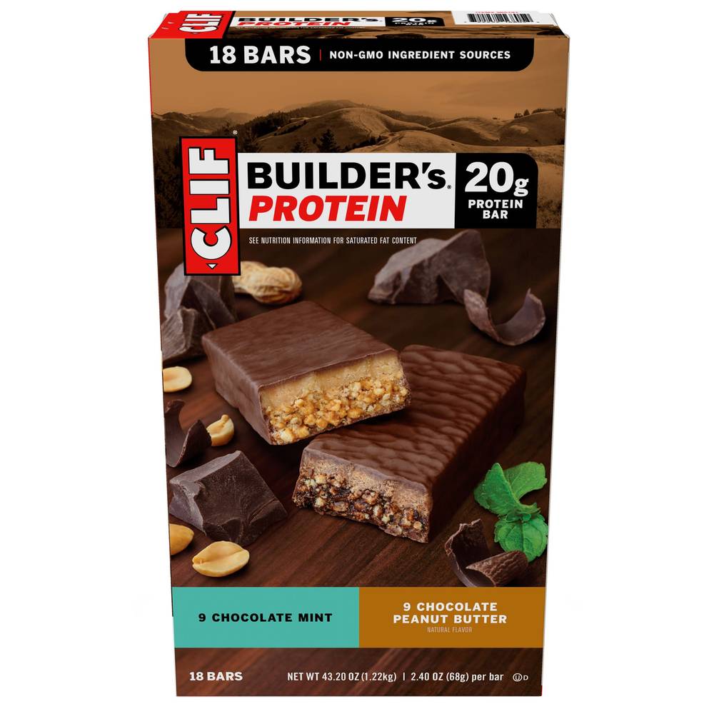 Clif Builder's Protein Bar, Variety Pack, 2.40 oz, 18-count