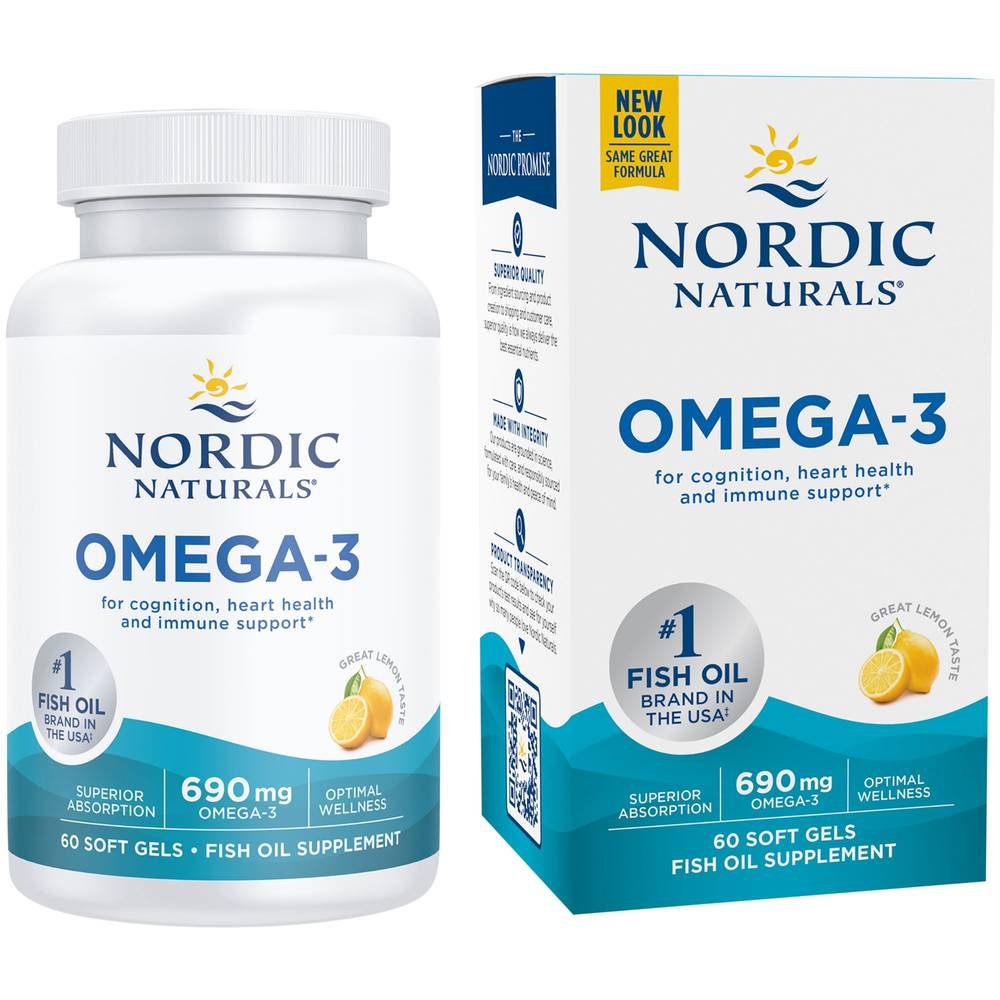 Nordic Naturals Omega-3 Supports Cognition Heart & Immune Support 690 mg (lemon ) (60 ct)