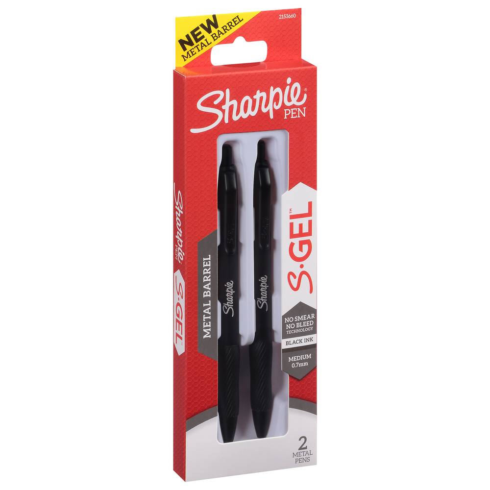 Sharpie Metal Barrel Gel Metal Pens, Medium (0.7mm) (2 pack)