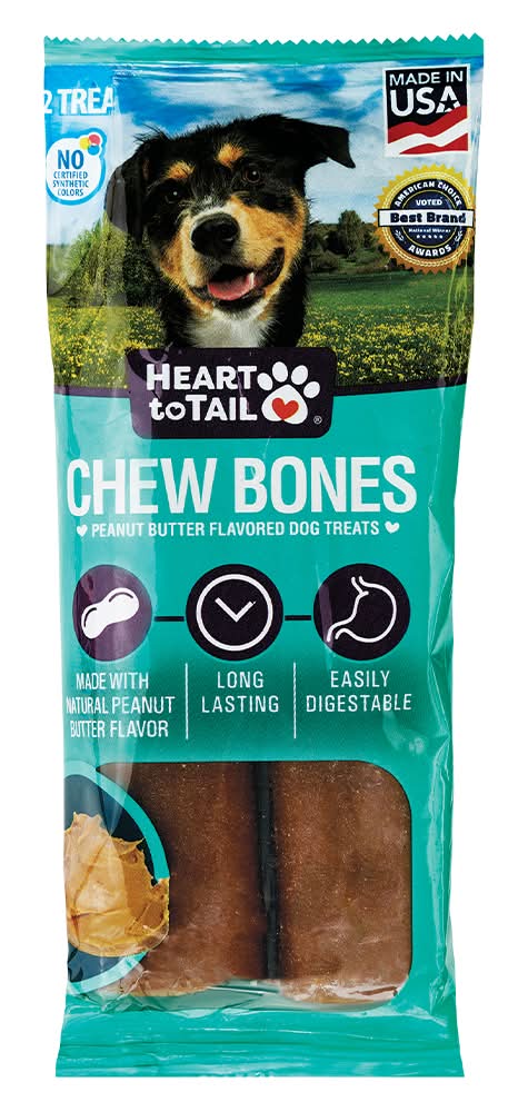 Heart To Tail Chew Bones Dog Treats, Peanut Butter (5.6 oz)