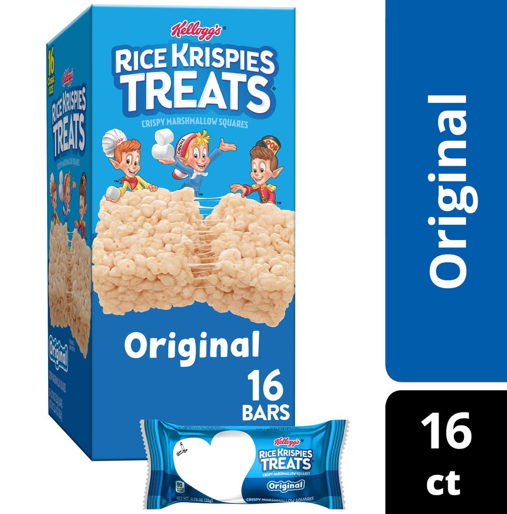 Kellogg's Rice Krispies Treats Crispy Marshmallow Squares Bars, Original (16 x 0.78 oz)
