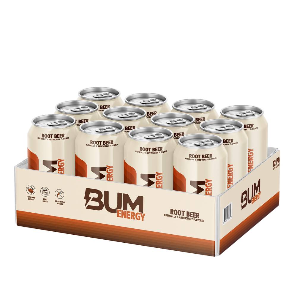 BUM Energy Sugar-Free Energy Drink, Root Beer (12 x 12 fl oz)