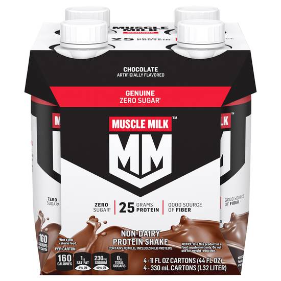 Muscle Milk Genuine Zero Sugar Protein Shake (4 ct, 11 fl oz)