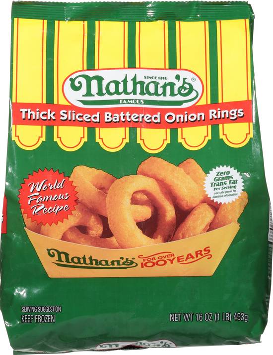 Nathan's Famous Thick Sliced Battered Onion Rings, 16 oz