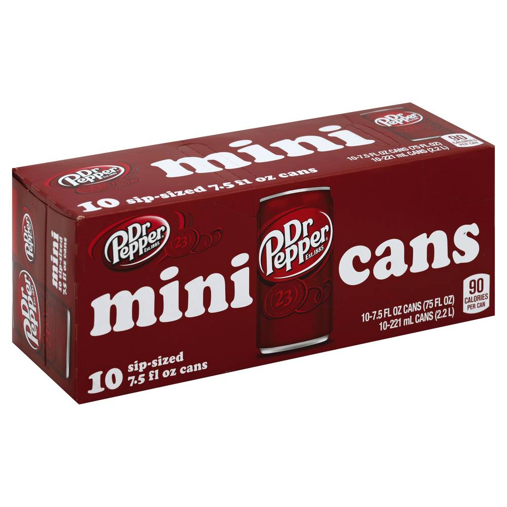 Dr Pepper Mini Soda Cans (10 x 7.5 fl oz)