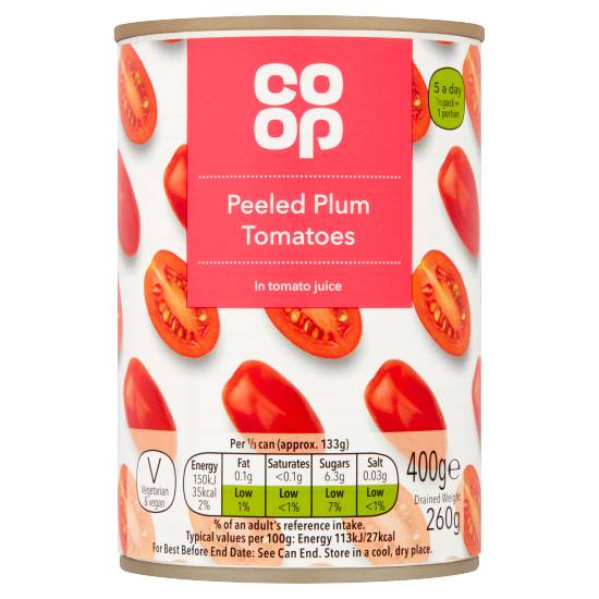 Co-Op Peeled Plum Tomatoes in Tomato Juice (400g)