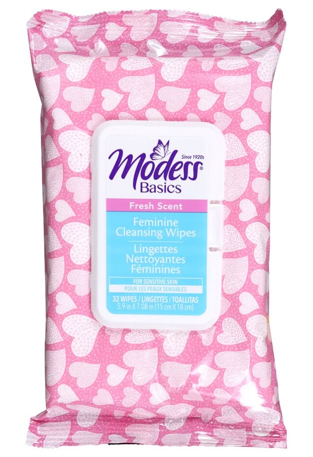 Modess Basics Feminine Cleansing Wipes, Fresh, 5.9x7.08 in (32 ct)