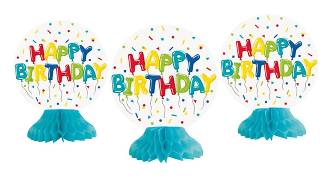 321 Party! Mini Colorful Balloon Birthday Centerpiece Decorations 3 Ct
