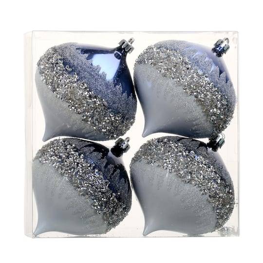 Onion Shatterproof Ornaments, Blue-White (4 ct)